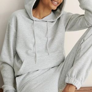 NA-KD Brushed Hoodie | NA-KD Basic | Light Grey